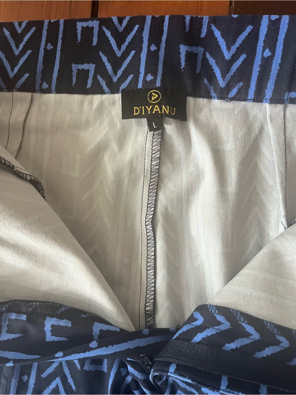 D'iyanu Raya African Print Wide Leg Pants Navy Blue Size L — image 3 of 5